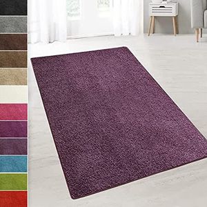 casa pura Shaggy tapijt loper Barcelona | zachte hoogpolig tapijtloper voor hal, woonkamer, slaapkamer etc. | GUT-zegel | vele maten | moderne kleuren | 80x200 cm | lila