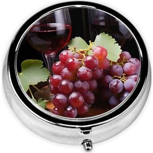 Pillendoosje Rode Wijn Druif Ronde Pillendoos Dagelijks 3 Compartiment Reizen Pil Container voor Pocket Purse Draagbare Geneeskunde Kabeljauw Leverolie Opbergdoos 3 keer per dag Pil Organizer