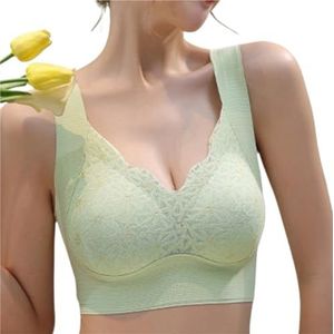 Sportbeha Gymtop Dames Sport Elastische Correctiebeha Zonder Beugel, Geschikt For Dagelijks Gebruik Bij Yoga En Fitness Outfits Fitness(Grün,XXL)