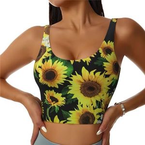 Zonnebloem 1 Print Comfortabele Vrouwen Sport Vest Yoga Workout Vest Voor Vrouwen Lichtgewicht Zomer, Zwart, S