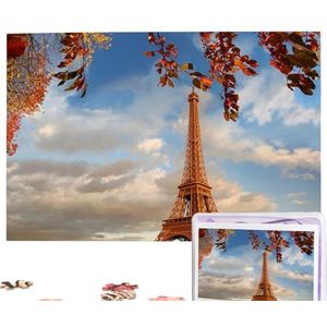 Eiffeltoren Parijs Herfstpuzzels 1000 stuks gepersonaliseerde legpuzzels foto's puzzel voor familie foto puzzel voor volwassenen bruiloft verjaardag (74,9 cm x 50 cm)