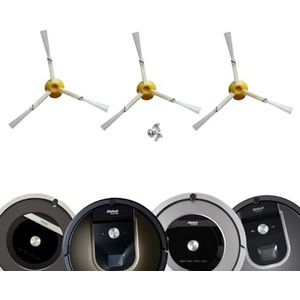 MIRTUX Set van 3 zijborstels, compatibel met Roomba 800 en 900, set van 3 tri-blade-borstels, kwaliteitsreserveonderdelen