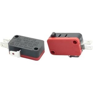 1/5PCS KW3-OZ conversion type curved foot large micro switch tripod, travel limit switch jog button button without handle(Red and black,5PCS,Silver Dot)