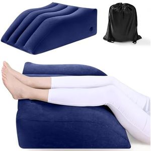 Opblaasbaar wigvormig kussen voor adertraining, comfortabel kussen om te slapen, aderkussen voor de benen, comfort, verbetering van de doorbloeding en vermindering van zwellingen (blauw)