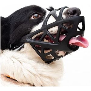 NALEINING Hondenmuilkorf, anti-scheuren, anti-blaffen, laat drinken toe, professionele muilkorf voor huisdieren (groot, zwart)