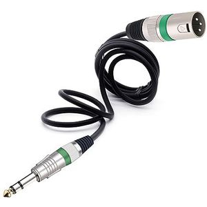 Mic Kabel Stereo Jack 6,35 mm 6,5 mm Mannelijk Op XLR Mannelijke 6,3 mm 1/4 inch naar XLR Microfoon Audio Kabel voor Luidsprekerversterker AMP 1 Stuk (Kleur: Groen, Maat: 2 m)