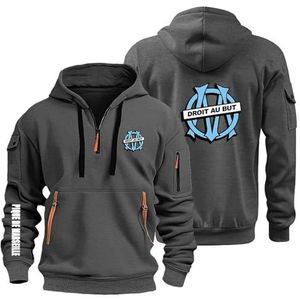AHYAOFA Sudadera met capuchon voor heren van P.D. Marseille Jerséis Sudadera Deportiva Chaquetas met capuchon van Manga Larga Abrigos met Media Cremallera Gray-2 Medium