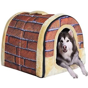 Extra groot hondenhok huisdier schuilplaats, kalmerend kattengrot bed waterdichte labrador hondenbed tent, huisdier nest opvouwbaar hond sofa kussen bed (XL, patroon-4)