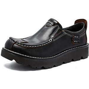 Heren Dress Loafers, Lichtgewicht Comfortabele Rijschoen, Non Slip Casual Business Lederen Schoenen voor Wandelen Kantoor (Color : Black, Size : 41 EU)