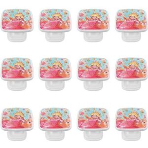 Voor Princess Peach Lade Trekt met Schroeven (12 stuks) ABS Glazen Handvat 1,3x2,1x2 cm Kast Knoppen voor Keuken Badkamer Dressoir Kastkast, Moderne Pull Handgrepen met Montage Hardware, Zwarte Kast