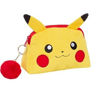 Pokemon toilettas Pikachu pluche make-up tas cosmetische toiletartikelen tas etui, Geel, Eén maat, Make-up tas