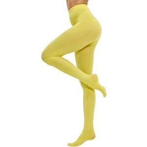 CozyWow Damespanty, elastisch, semi-ondoorzichtige panty in 25 kleuren, 80 denier, geel, L-XL