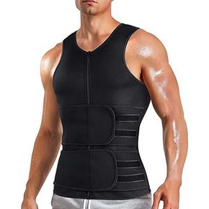 Men's Body Shaper Tummy Control Vest With Waist Trainer Belt Neoprene Tank Top Sports Abdominal Belt For Men Shapewear Slimming Waistband Sauna Sweat Vest (Color : Black, Size : 3XL)