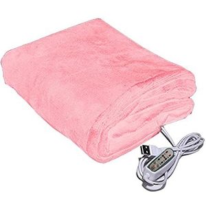 ZTBH Draagbare deken, warm, elektrische deken, 3 niveaus, draagbaar, voor de winter, warm, pluizig, pluche deken (kleur: roze)