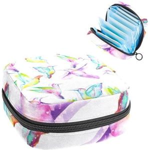 Opbergtas voor maandverband, menstruatiecup zakje, menstruatiezak, organizer voor vrouwelijke pads, tampons, veelkleurige vogels