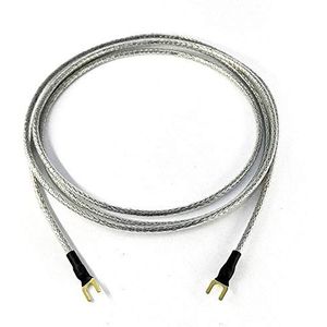 Selected Cable 5 m aardkabel voor mengpanelen, platenspelers, fonoapparaten met grondaansluiting, 1 x 0,50 mm², incl. vergulde vorkschoenen, aardingskabel, transparant, zilver, gevlochten scherm