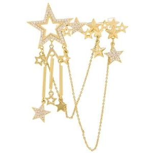 Vrouwen Ster Strass Kwastje Ketting Broche Gotische Kraag Revers Pin Bruiloft Accessoire