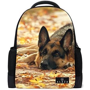 Mijn dagelijkse Duitse Herder Hond Herfst Bladeren Rugzak 14 Inch Laptop Daypack Bookbag voor Travel College School