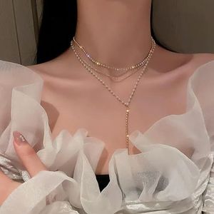 Zirkoon ingelegde gouden vlinder hanger dubbele laag ketting vrouwen persoonlijkheid mode ketting bruiloft sieraden verjaardagscadeaus-XL135