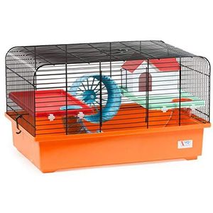 Decorwelt Hamsterstokken Oranje buitenmaten 40x25x26,5 knaagkooi Hamster plastic kleine dieren kooi met accessoires
