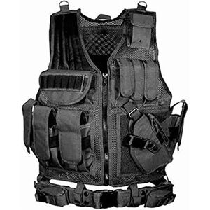 N / A Herenvest, tactisch militair vest, tactisch vest, Elite-serie, verstelbaar, jacht, kamperen, vissen, wandelen, airsoft war-game, BK, 58 * 40 * 11 cm
