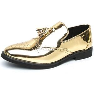 Herenschoenen Formeel Klassiek Casual Zakelijk Banket Bruiloft Instappers,Goud,38 EU