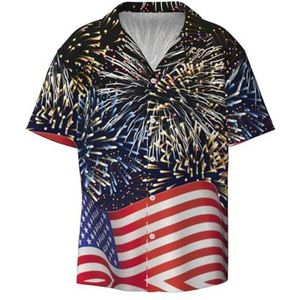 OdDdot USA Vlag Print Heren Button Down Shirt Korte Mouw Casual Shirt Voor Mannen Zomer Business Casual Jurk Shirt, Zwart, XXL