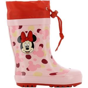 Disney MINNIE MOUSE Rubberlaarzen voor meisjes van 1 tot 6 jaar, gevoerde warme regenlaarzen met Minnie Mouse-motief, hoge waterdichte regenschoenen voor kinderen, comfortabele kinderschoenen, roze,