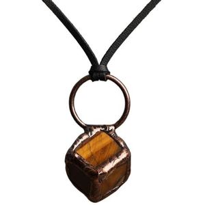 Unique Women Necklace Jewelry Natural Amethysts Quartz Black Tourmaline Stone Leather Necklace For Women Jewelry Gift (Color : Tiger Eye-01)