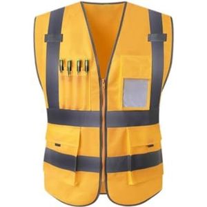 Veiligheidsvest Voor Fietsers Reflecterend Vest For Nachtwerk, Fietsen, Verkeersdienst, Wegadministratievest Opvallend Vest Voor Donkere Uren(Yellow)