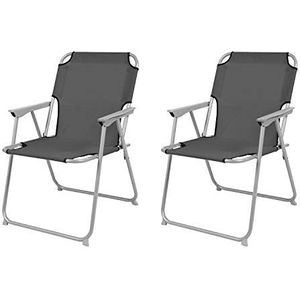 Set van 2 campingstoelen, vouwstoel, stof, Oxfort, klapstoel, vissersstoel, regisseur, metaal, B 53 x D 46 x H 74 cm, kleuren: grijs