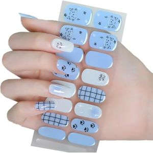 Blad semi-uitgeharde gels nagels polish strips zelfklevende gels nagels kunststickers blijvende gels nagels wrap stickers nagels stickers semi-uitgeharde gels nagels stickers voor tenen wit met uv