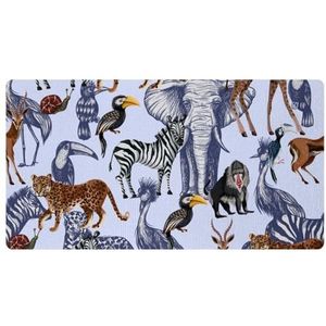 VAPOKF Tropische dieren luipaard olifant zebra keukenmat, antislip wasbaar keukentapijttapijt, absorberende keukenmat loper tapijt voor keuken, hal, wasruimte