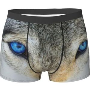 ZJYAGZX Blue Eyes Wolf Print Heren Boxer Slips Trunks Ondergoed Vochtafvoerend Heren Ondergoed Ademend, Zwart, XL
