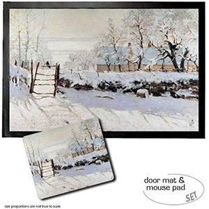 1art1 Claude Monet, The Magpie, 1868-69 Deurmat (60x40 cm) + Muismat (23x19 cm) Cadeauset