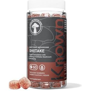 Heerlijke Shiitake-gummies – 1000mg Shiitake-paddenstoel, zink – Haar, huid & nagels – Kersensmaak – 60 vegan gummies, 1 maand