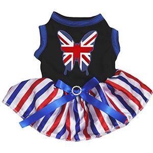 Petitebelle Britse Vlinder Zwart Shirt RWB Strepen Tutu Puppy Hond Jurk, XXX-Large, Zwart