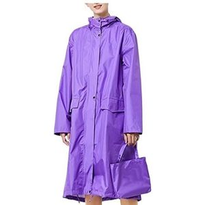 Regenjas Regenponcho Outdoor Dames Lichtgewicht Waterdichte Regenjas Met Capuchon, Warme Windjack Lange Jas Regenjas Dames Heren (Color : Purple, Size : XL)