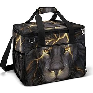 Golden Cool Lion King Paninting Koeltas Geïsoleerde Lunch Tas Picknick Tas Koeltas Doos Voor Camping Reizen Vissen Reizen