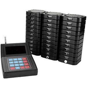 Bewinner klantoproepsysteem oproepsysteem oproeppager wachtrijsysteem restaurant pieper zoemer gasten 30 ontvangers 1 zender restaurant tafel wachtrij draadloos oproepsysteem (EU stekker)