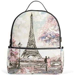 ALAZA Eiffeltoren Parijs olieverfschilderij rugzak voor jongens meisjes school boekentas