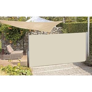 Zijluifel, 140 x 300 cm, luifel, zonwering, zichtbescherming, windbescherming, scheidingswand, beige, natuur, uittrekbaar, inkijkbescherming, luifel, windscherm voor tuin, balkon, terras