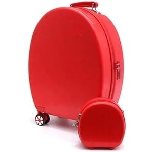 20''Rolling Bagage Set Student Trolley Koffer Op Wielen Cartoon Leuke Afgeronde Bagage for Meisjes Handbagage Koffer (Color : Red set)