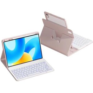 Toetsenbord Case voor Huawei Matepad SE 11, 360° Roterende Magnetische Case, 7 Kleur Backlit Draadloos Afneembaar Toetsenbord, Roze