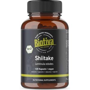Shiitake Capsules Bio 120 capsules - 100% Bio - Shii-Take - Lentinula edodes - Veganistisch - Zonder toevoegingen - Verpakt en gecertificeerd in Duitsland