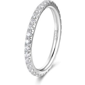 Damesmode dunne ring Moissanite 18K gouden S925 sterling zilveren diamanten trouwring (Color : Silver (color)_4)