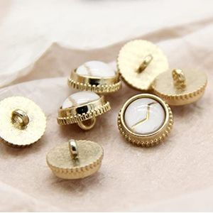 Button， Knopen Naaien Crafts， 8 stuks vintage kleine gouden metalen knoppen for kledingstuk vrouwen shirt jurk decoratieve handgemaakte naaiaccessoires(White)