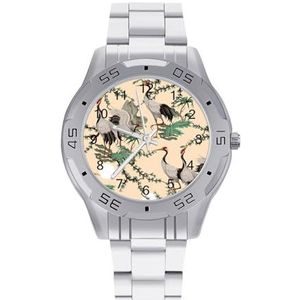 Japanse Crane Witte Vogels Mannen Zakelijke Horloges Legering Analoge Quartz Horloge Mode Horloges