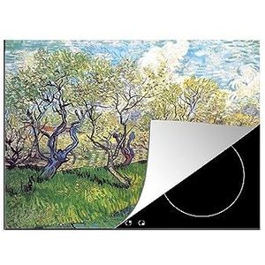 MuchoWow Inductiebeschermer - Inductie mat - Vinyl - Boomgaard met bloeiende pruimenbomen - Vincent van Gogh - 60x52 cm - Inductie beschermer