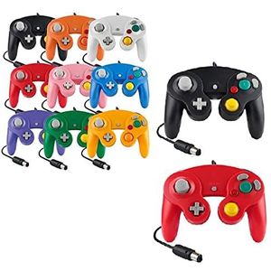 Controller voor Game Cube wit en Switch bekabelde gamepad joypad (zwart/rood)
